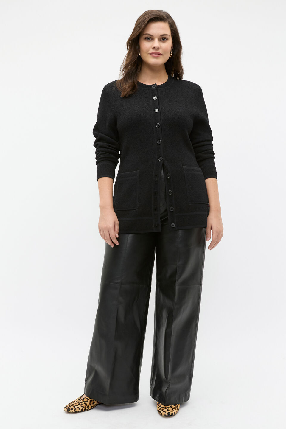 Boucle Fitted Cardigan  Black