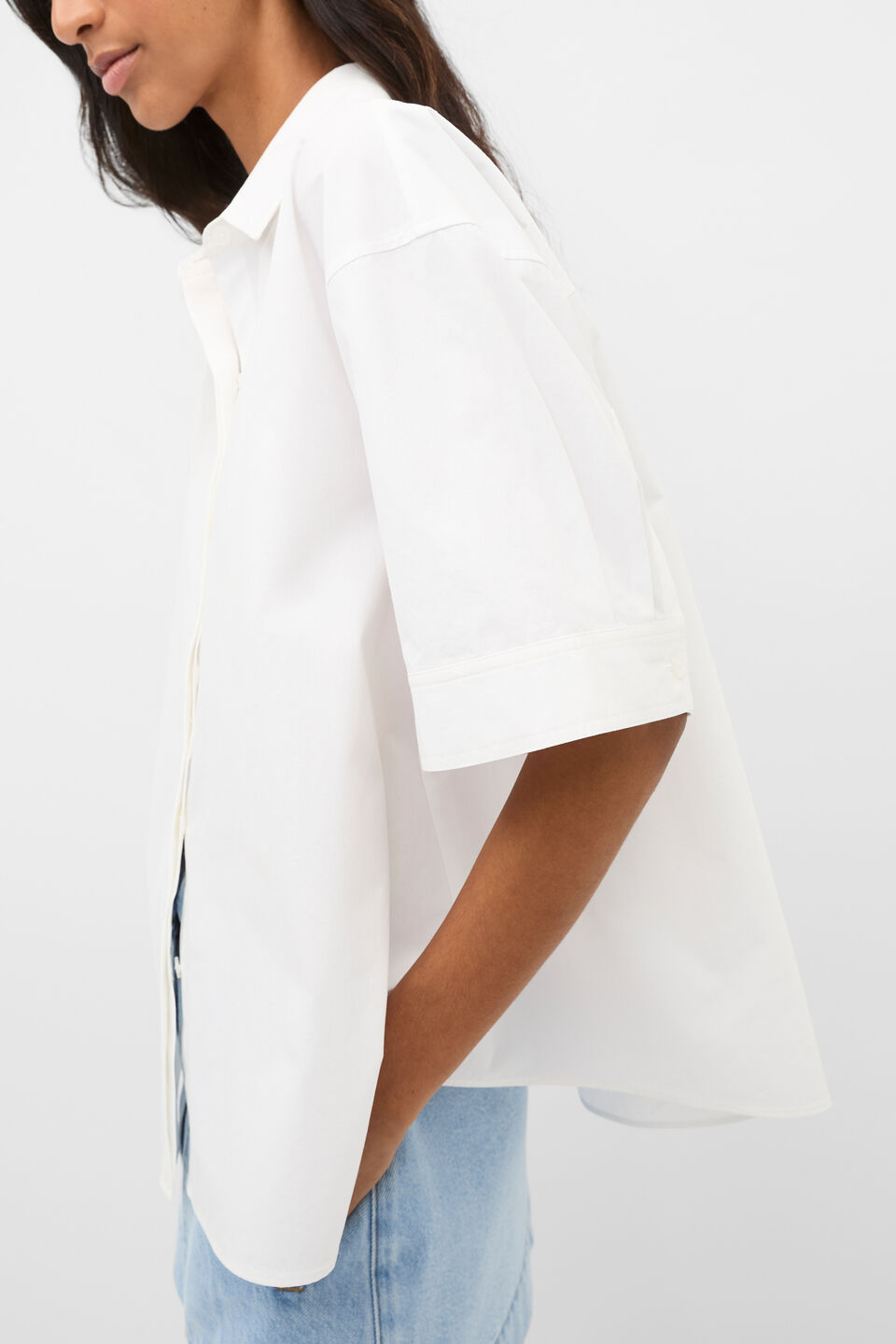 Poplin Pleat Detail Shirt  Whisper White