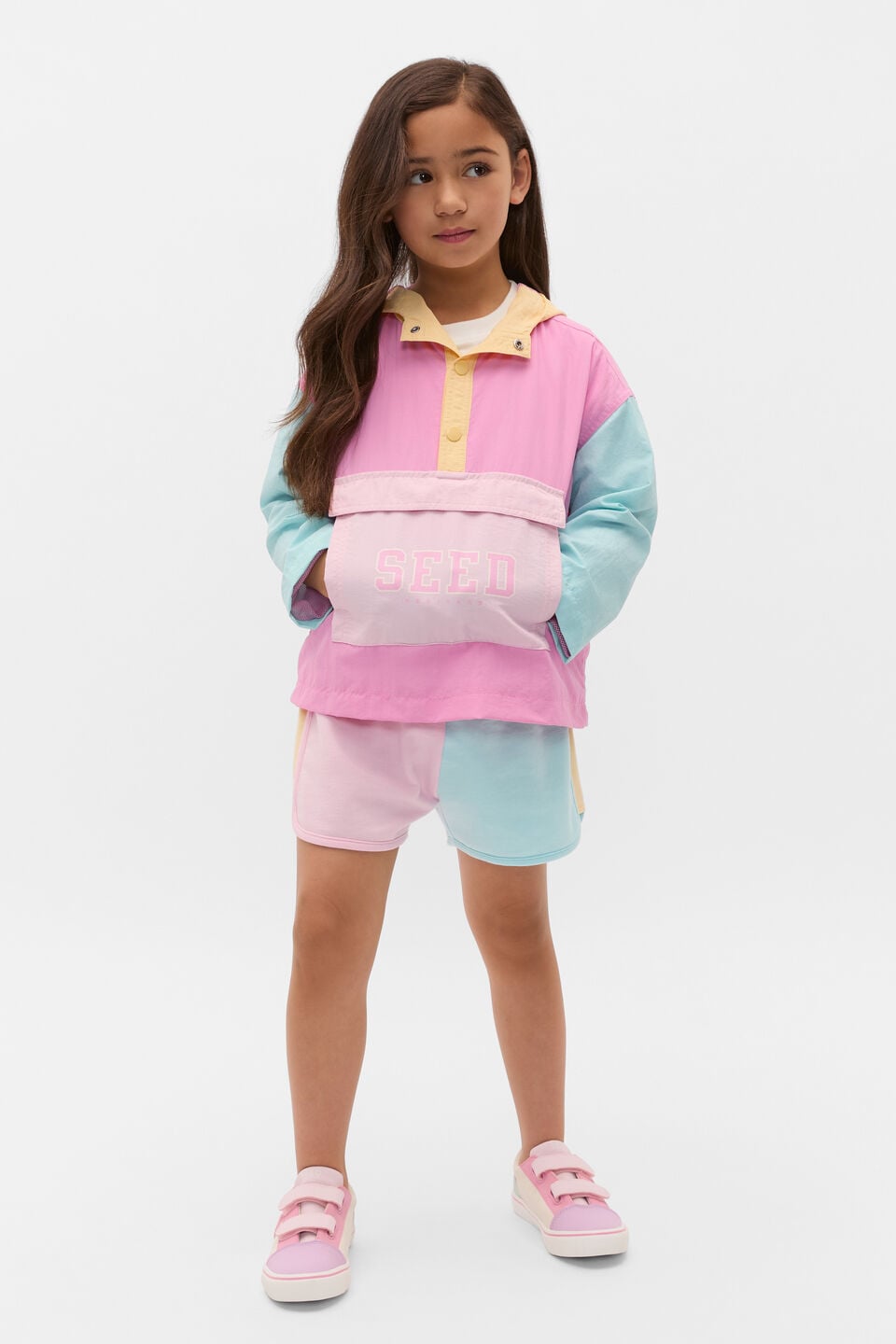 Colourblock Logo Spray Jacket  Candy Pink