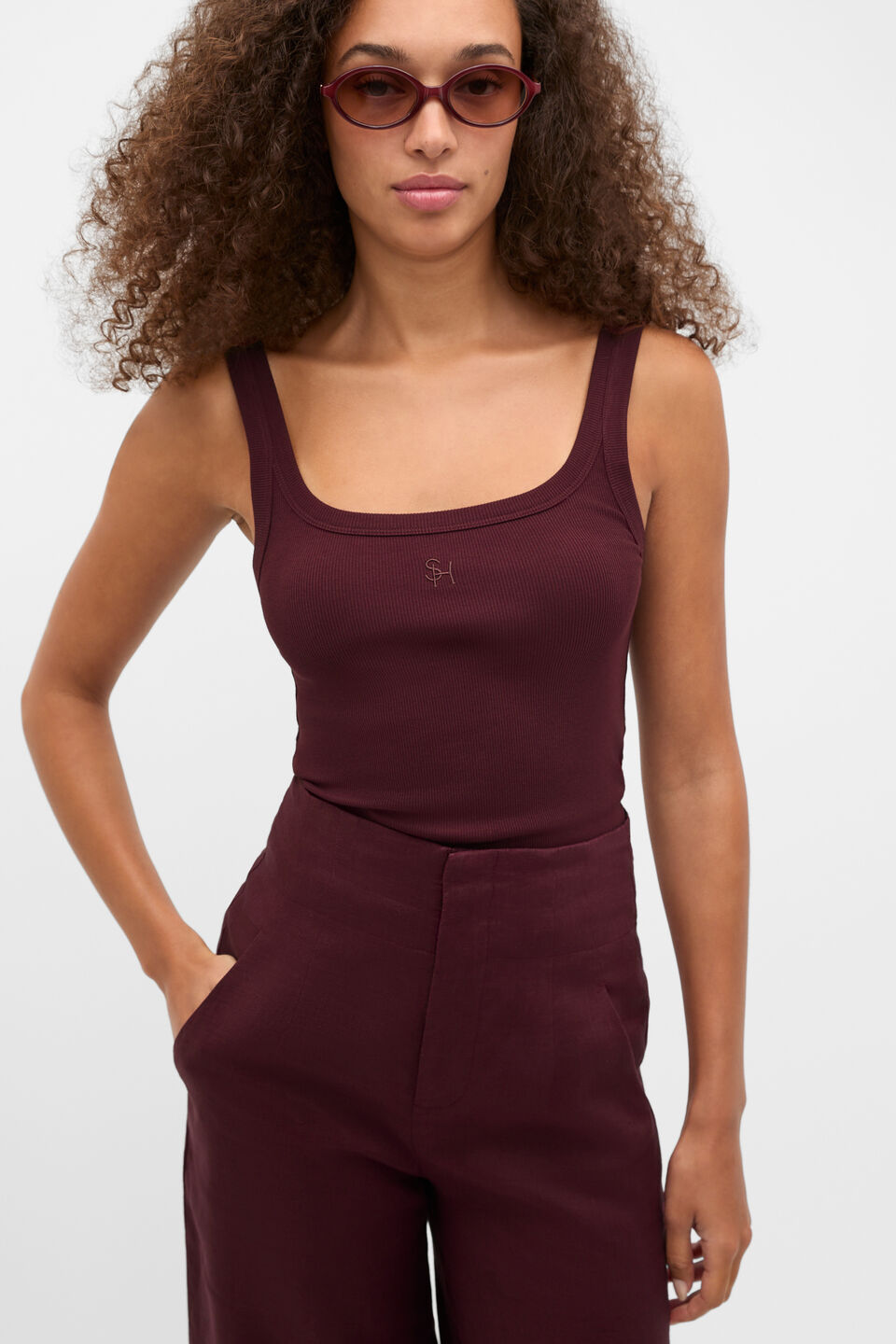 Core Heritage Rib Tank  Plum Red