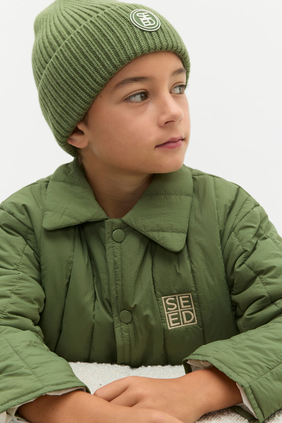 Rib Beanie  Dark Sage