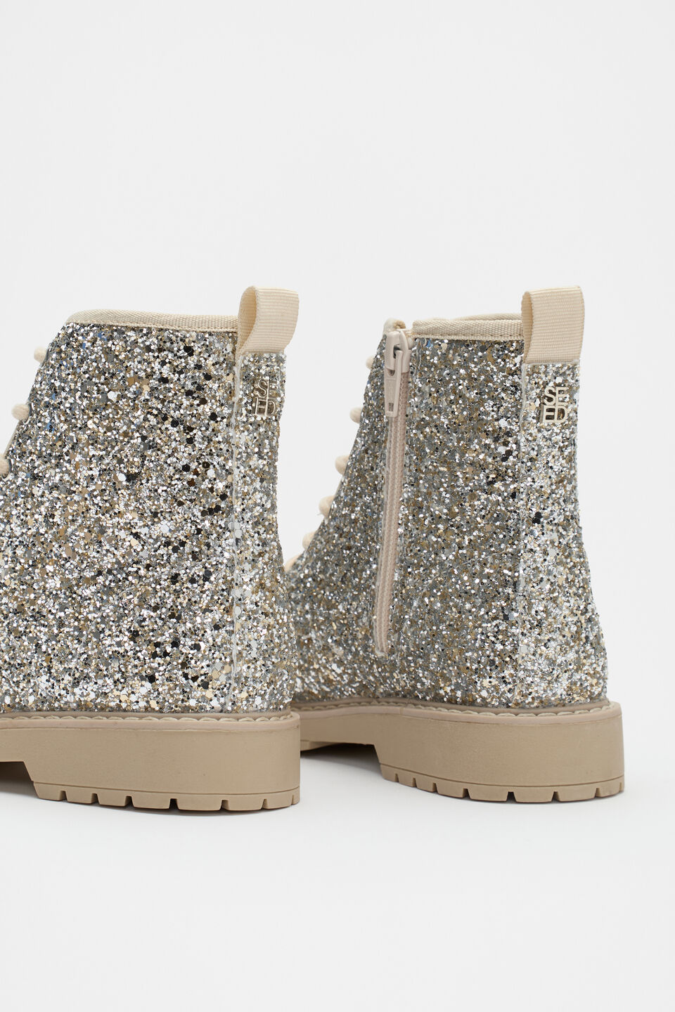 Glitter Combat Boot  Pale Gold