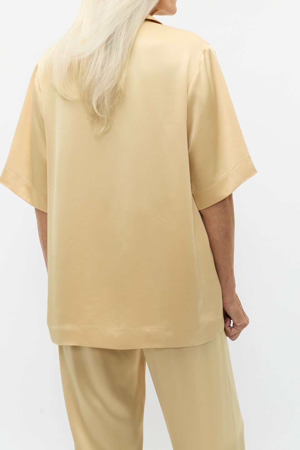 Satin Double Breasted Shirt  Marzipan