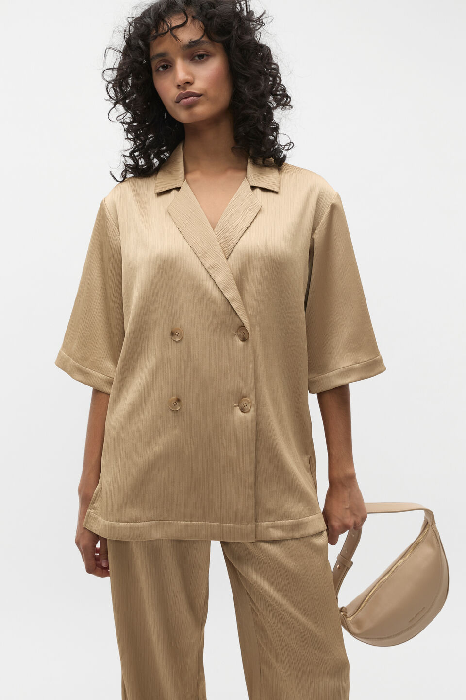 Plisse Short Sleeve Shirt  Rye