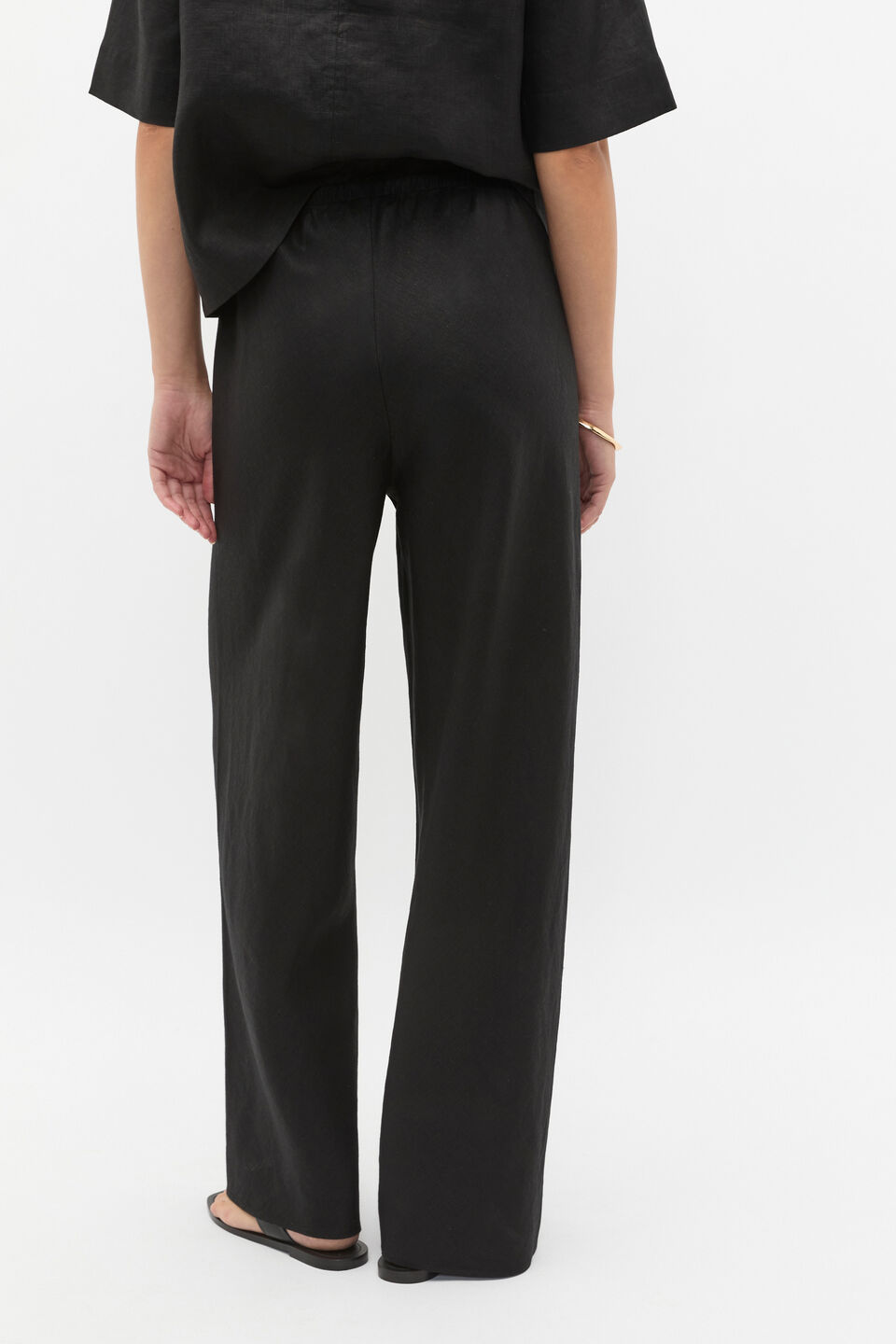 Core Linen Easy Wide Leg Pant  Black