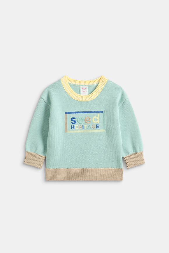 Logo Knit Sweater  Dark Mint  hi-res