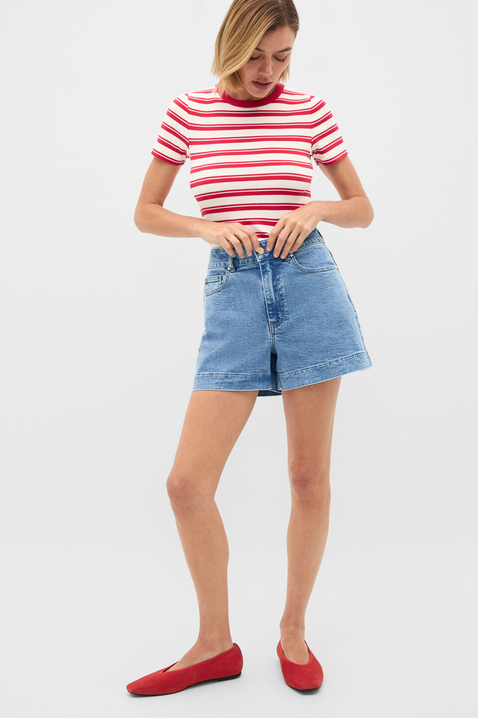 Denim High Waisted Short  Mist Blue Wash