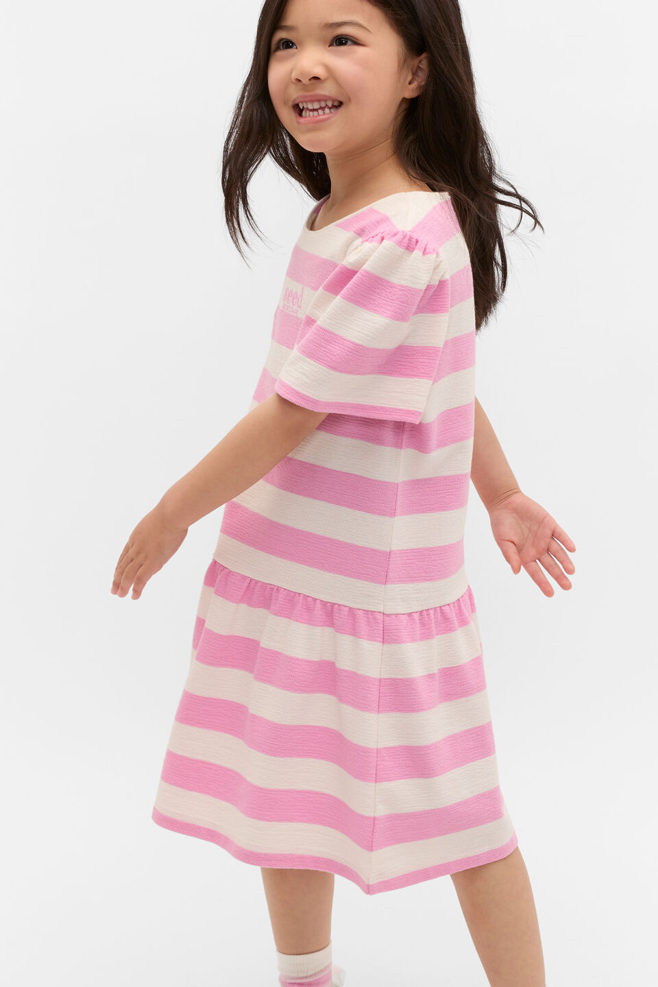 Stripe Logo Dress  Candy Pink