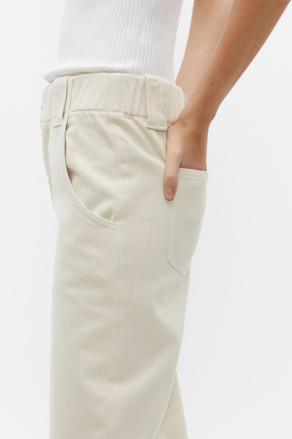 High Waist Elasticated Wide Leg Jean  Vanilla Cream