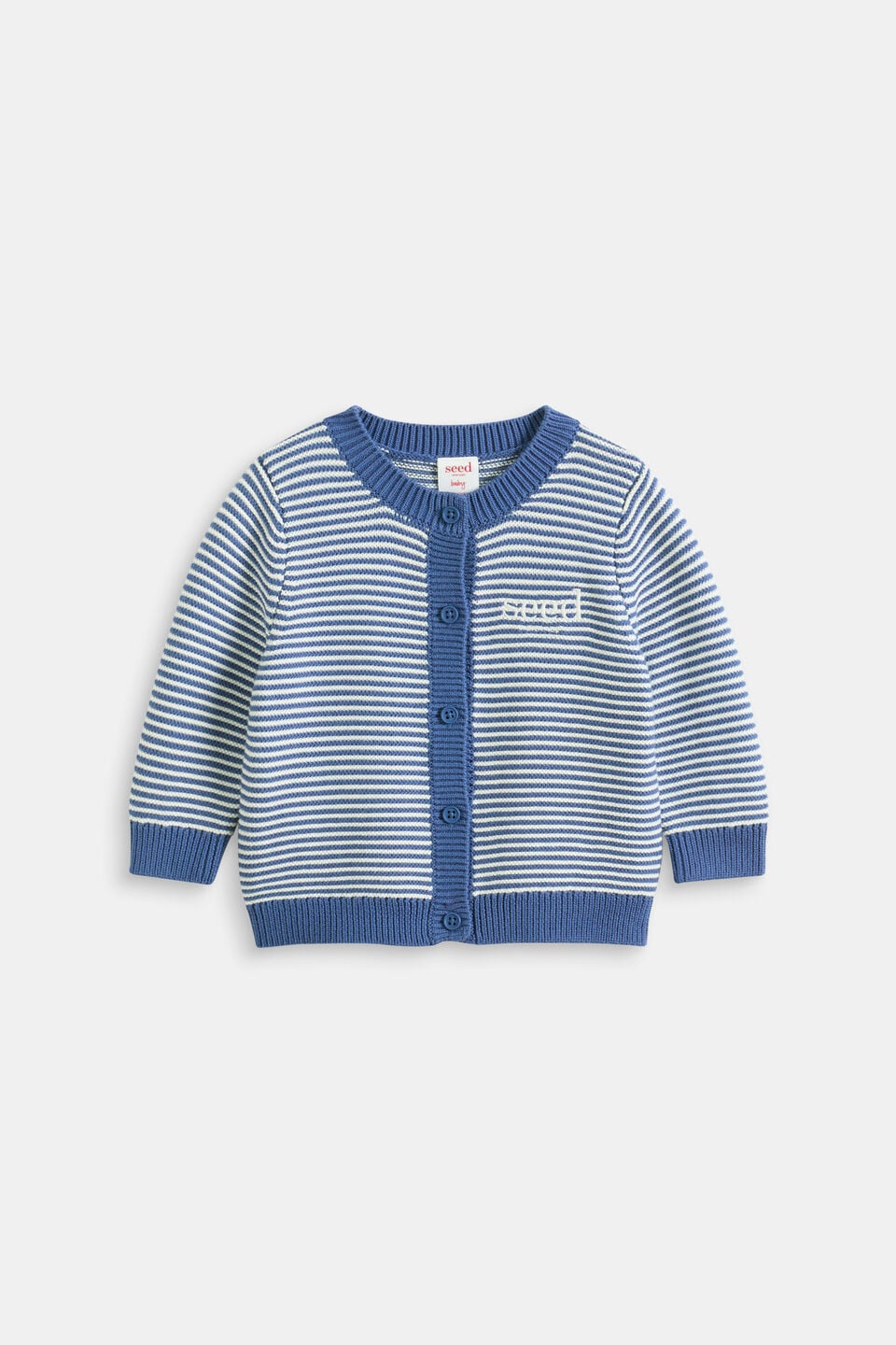 Logo Knit Cardigan  Navy Stripe