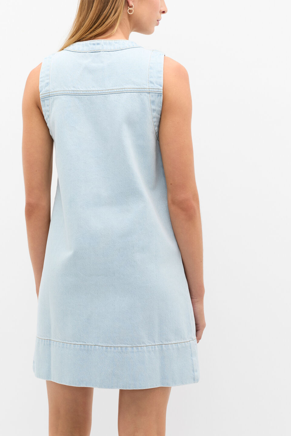 Denim Pocket Mini Dress  Sky Wash