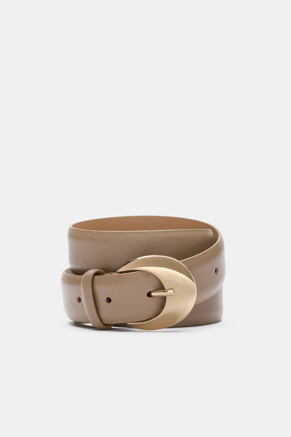 Dove Circle Buckle Belt  Dark Cashew Pebble