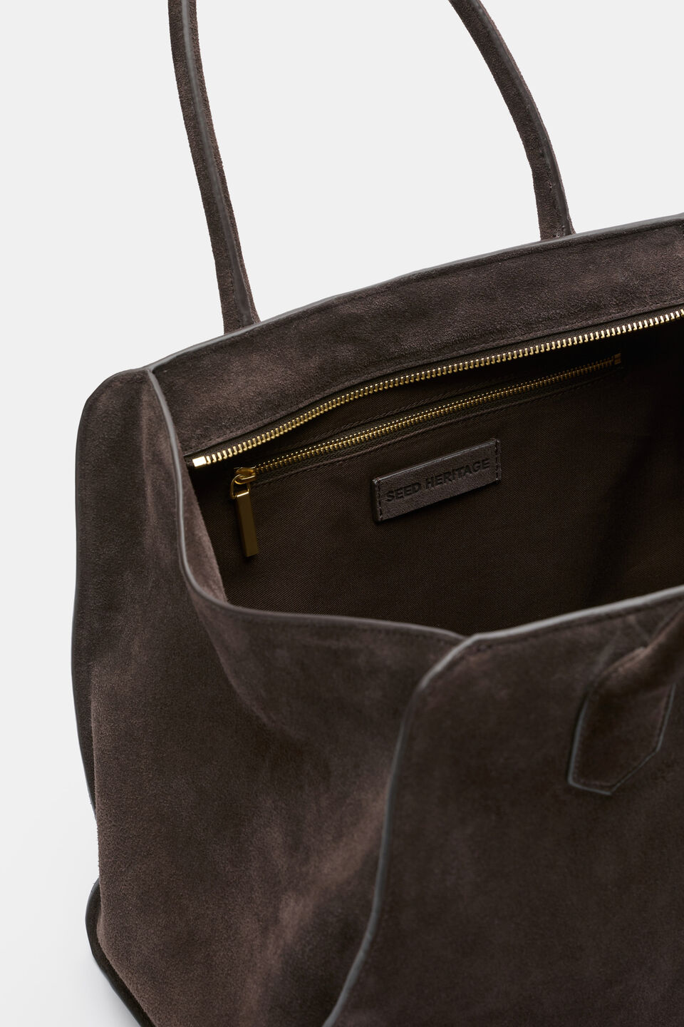 Softly Structured Suede Tote  Chocolate