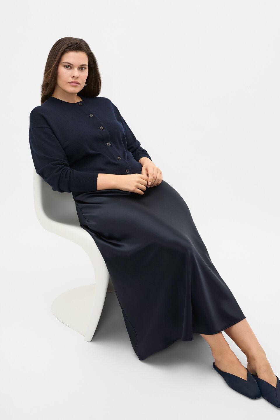 Australian Merino Relaxed Cardigan  Twilight Blue