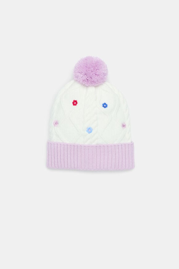Embroidered Flower Beanie  Multi  hi-res