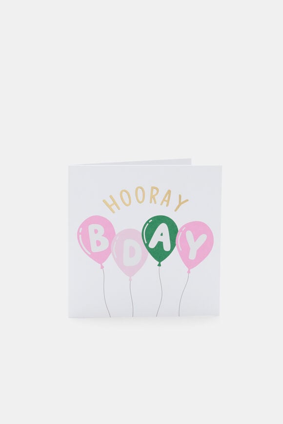 Hooray Balloon B'Day Card  Multi  hi-res