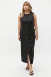 Linen Button Through Midi Dress  Black  hi-res