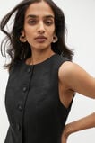 Linen Button Through Midi Dress  Black  hi-res