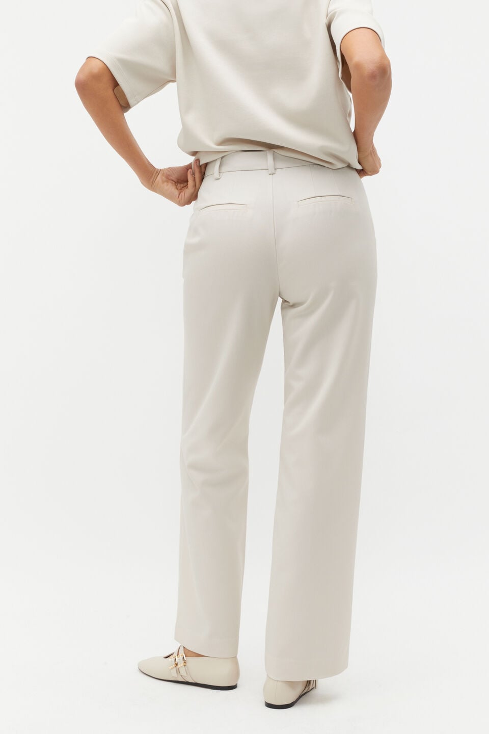 Wool Blend Tailored Pant  Oat