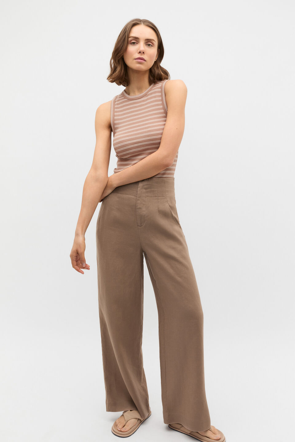 Core Australian Cotton Rib Tank  Nutmeg Stripe