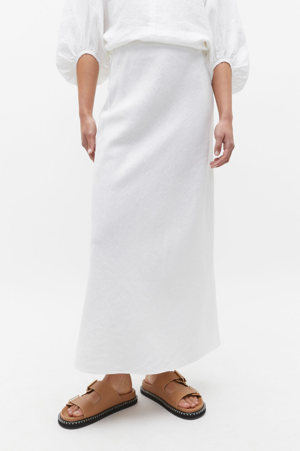 Core Linen Skirt  Whisper White