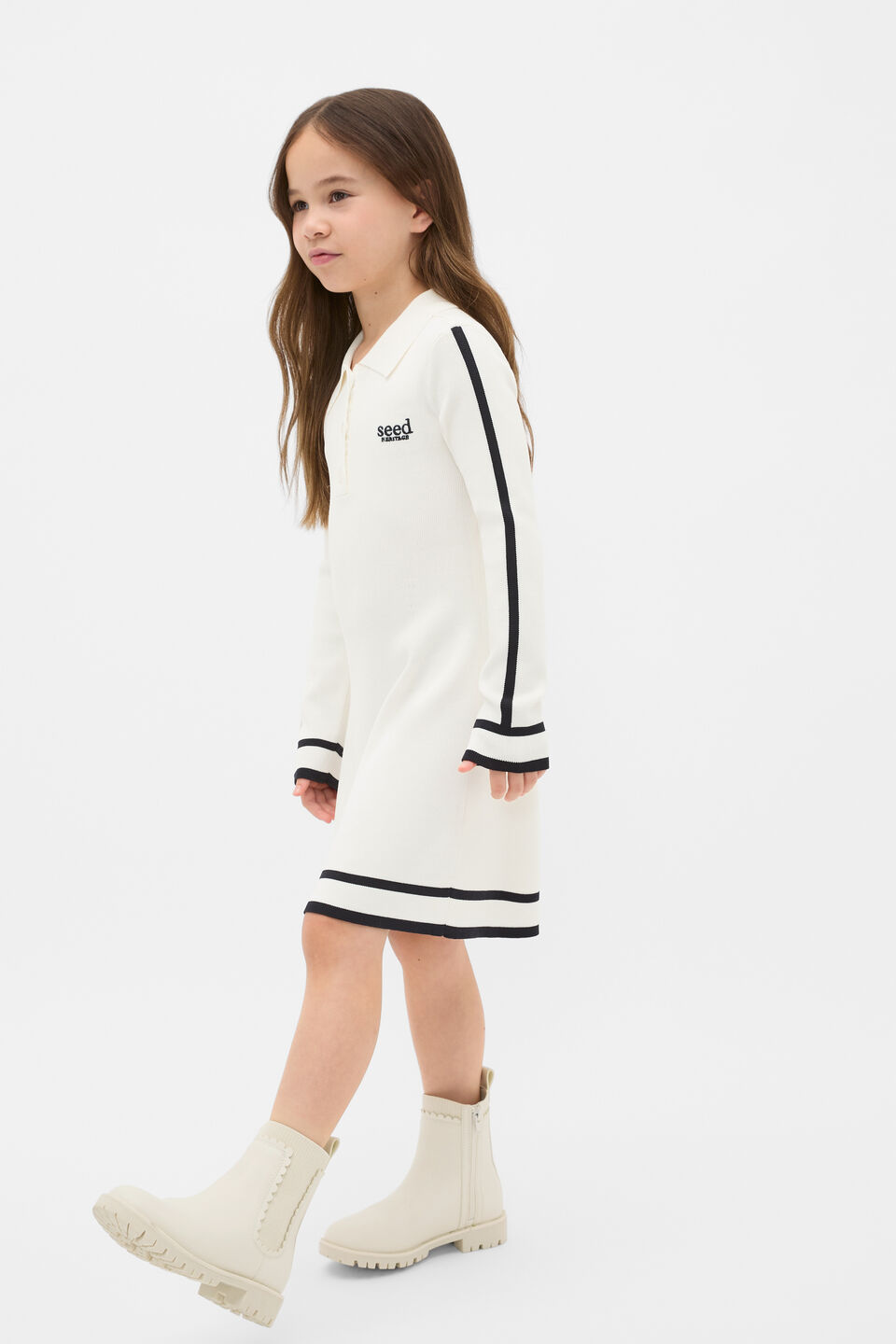 Logo Knit Dress  Classic Cream
