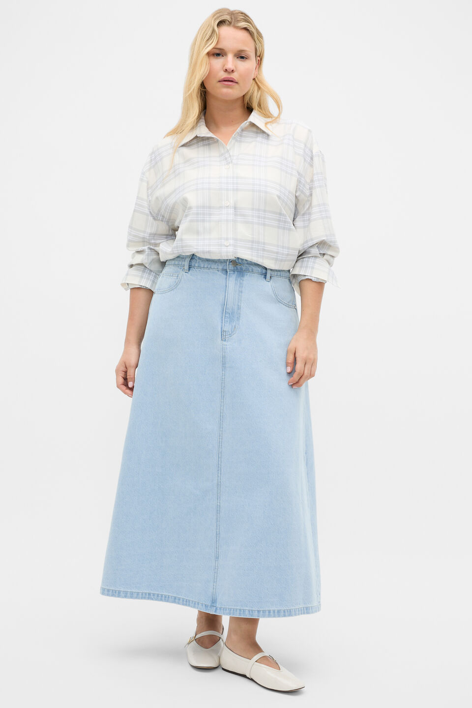 Cotton Check Shirt  Pale Slate Check