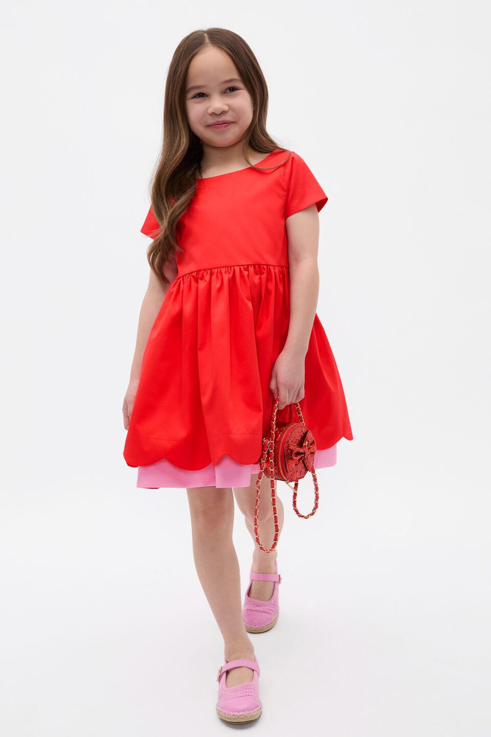 Scallop Dress  Strawberry Red