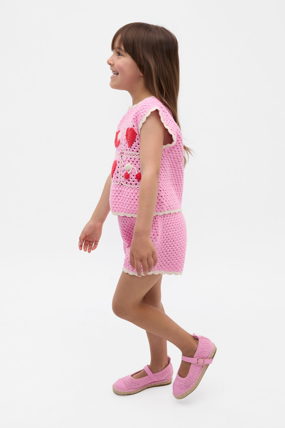 Heart Crochet Cami  Candy Pink