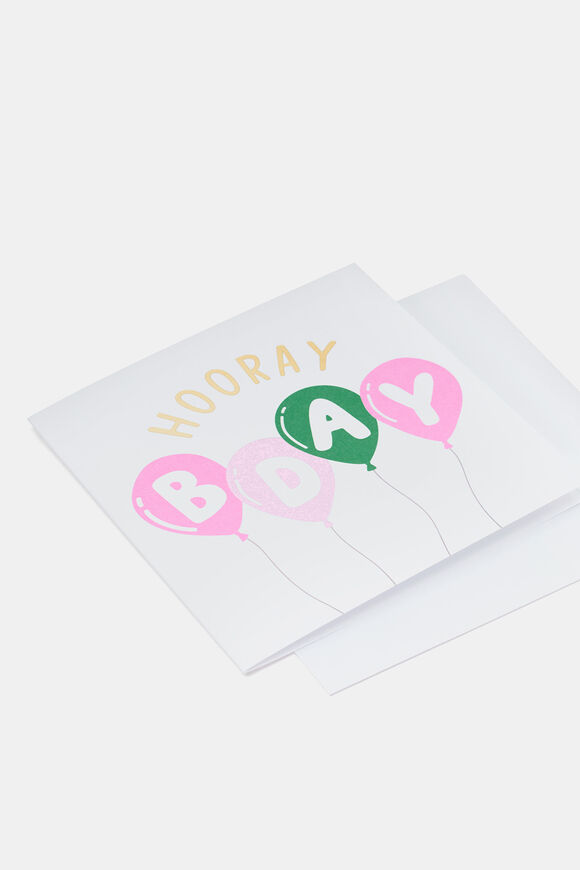 Hooray Balloon B'Day Card  Multi  hi-res