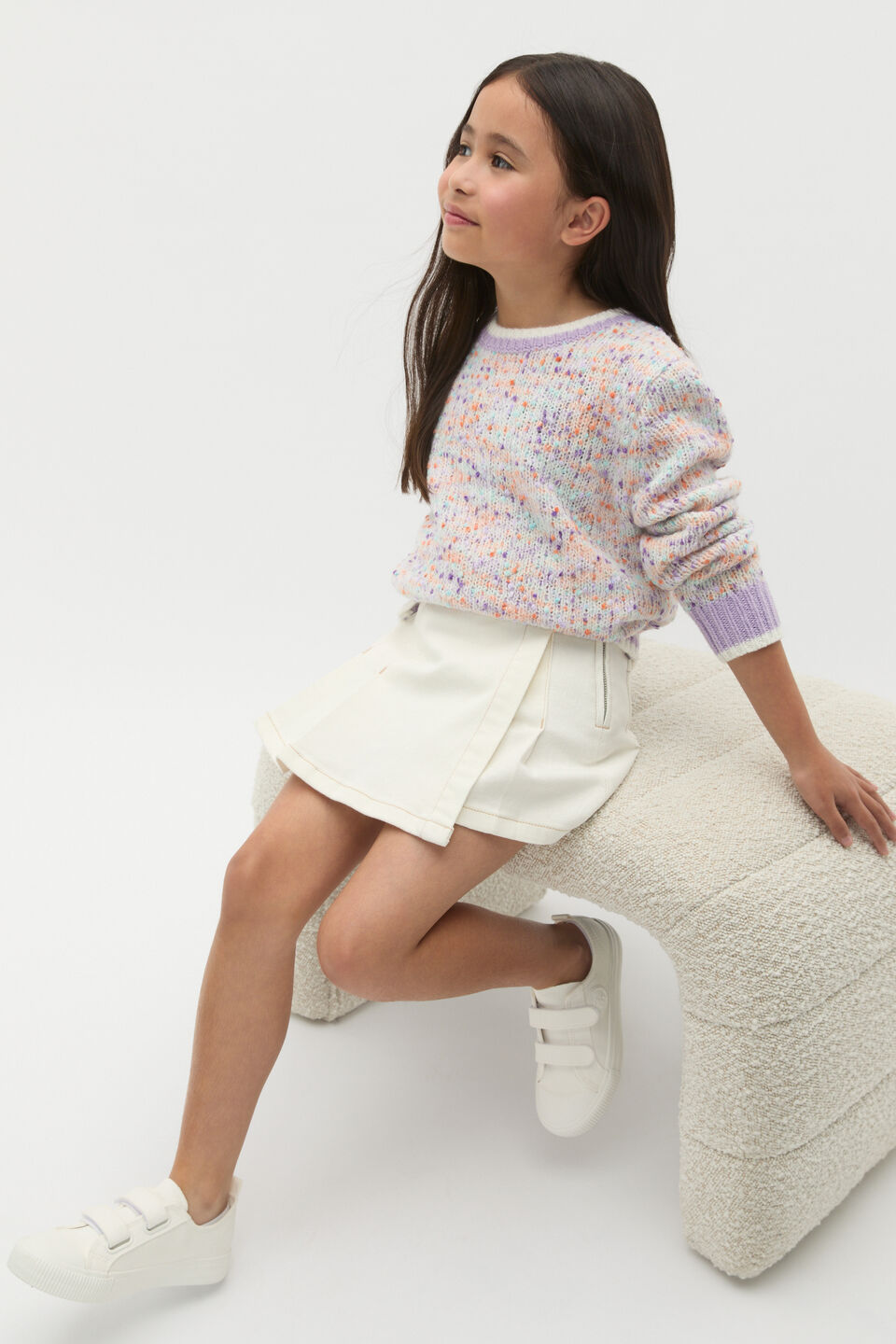 Pleat Denim Skort  Canvas Wash