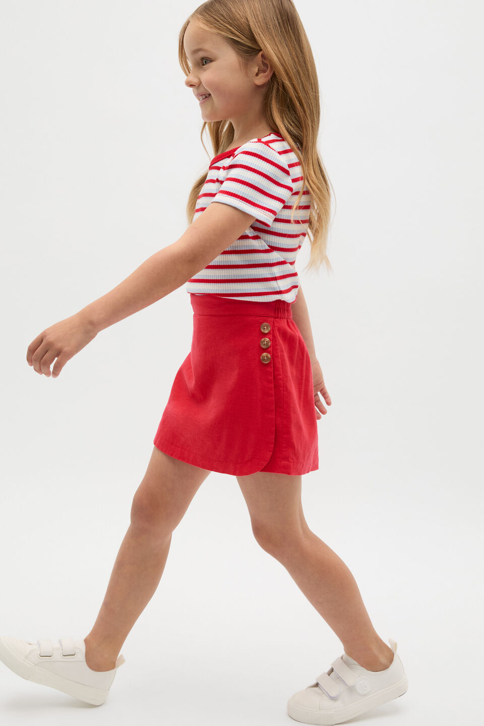 Button Skort  Chilli Red