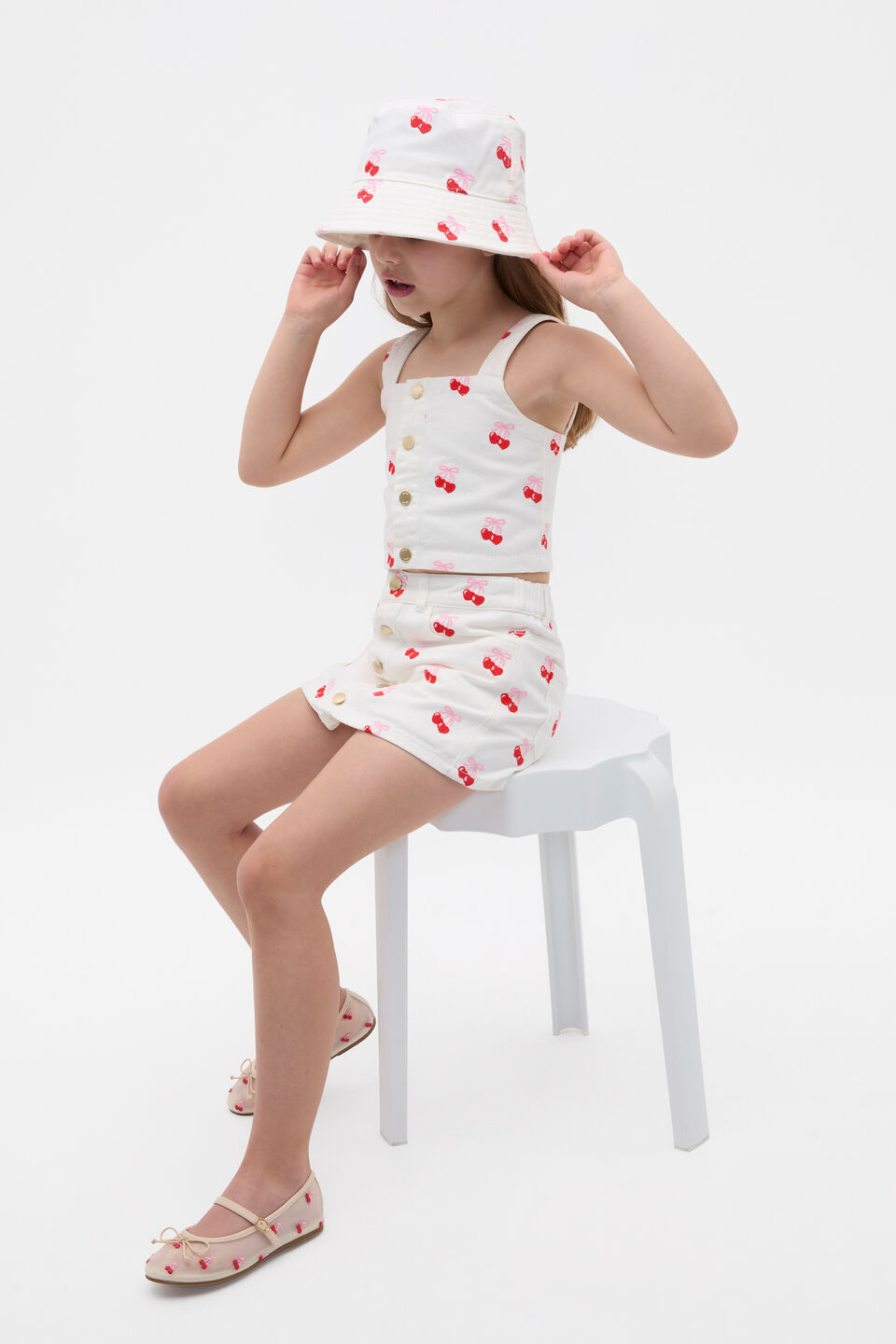 Heart Denim Bucket Hat  Canvas