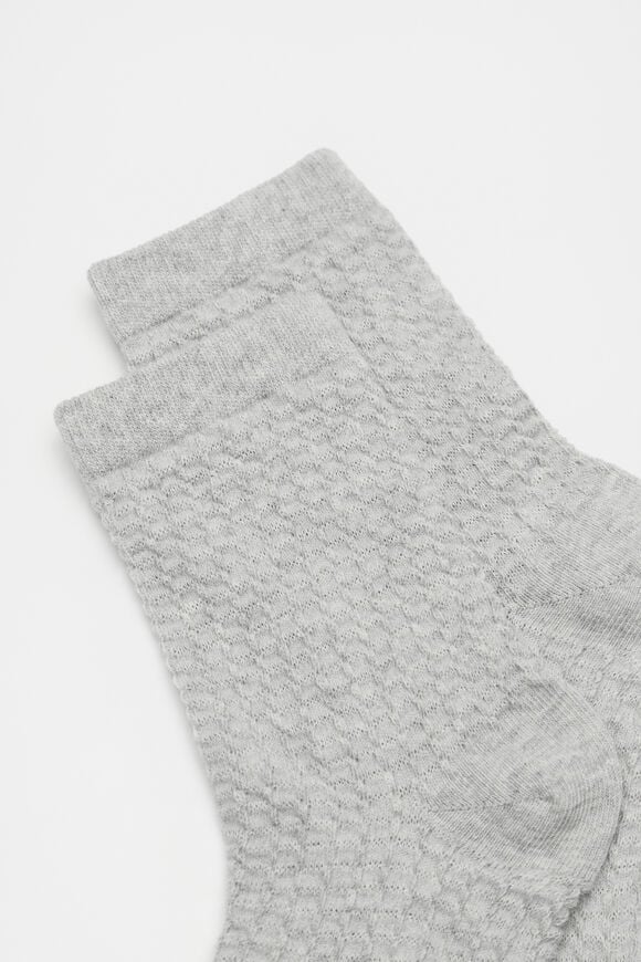 Waffle Quarter Crew Sock  Silver Marle  hi-res
