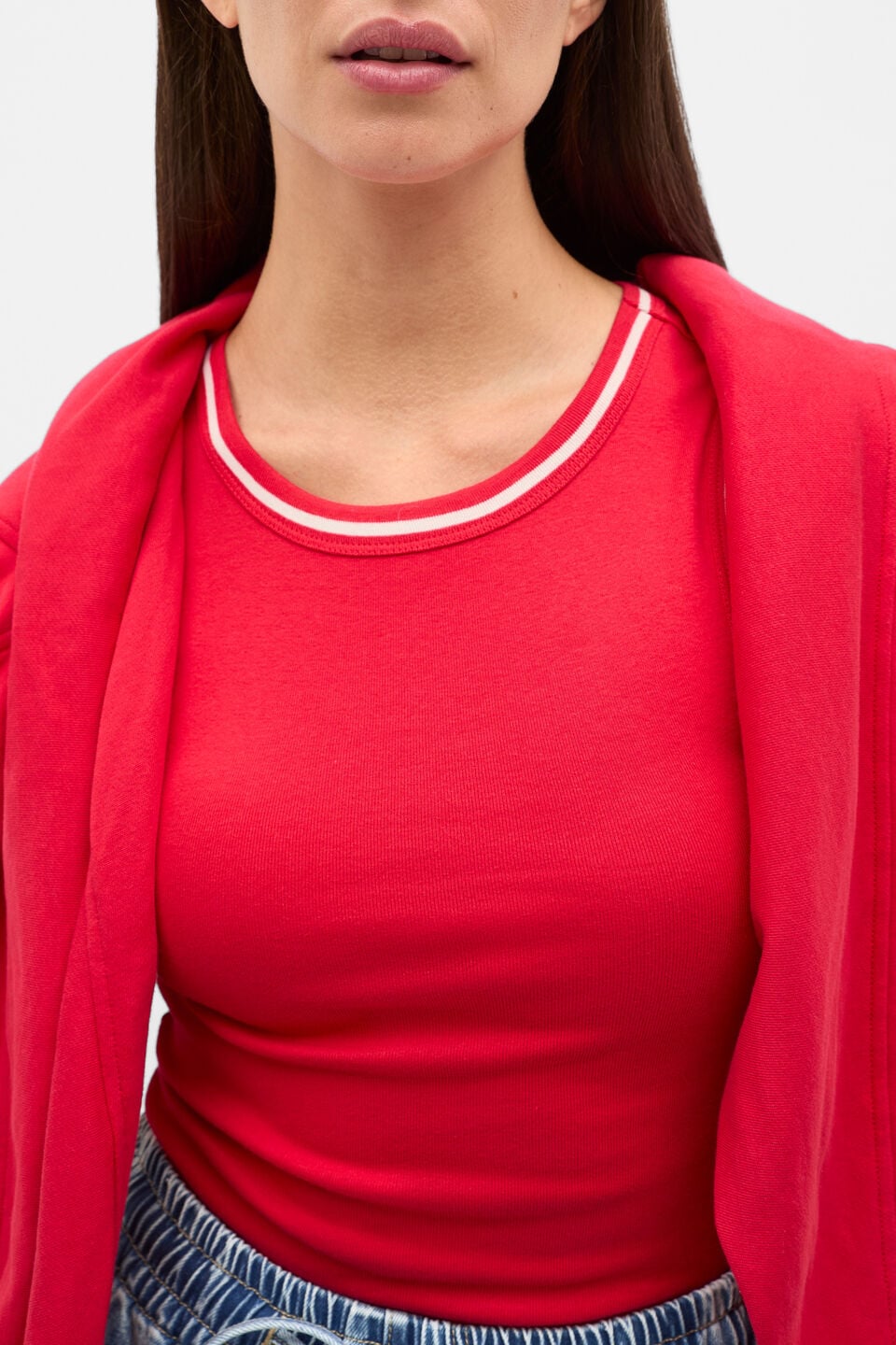 Australian Cotton Contrast Tank  Poppy