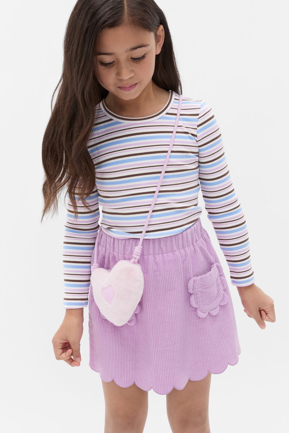 Faux Fur Heart Bag  Pink Lemonade