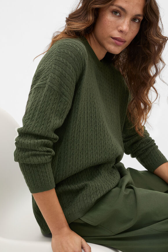 Australian Merino Mini Cable Knit  Deep Forest  hi-res
