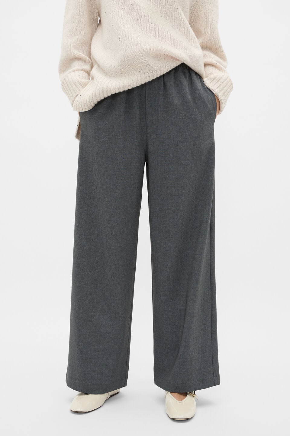 Elasticated Straight Leg Pant  Charcoal Crossdye