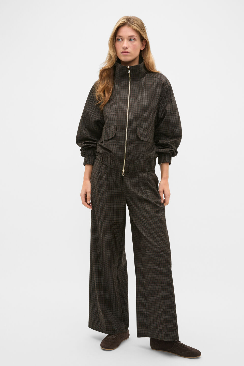 Mini Check Bomber Jacket  Coffee Bean Check