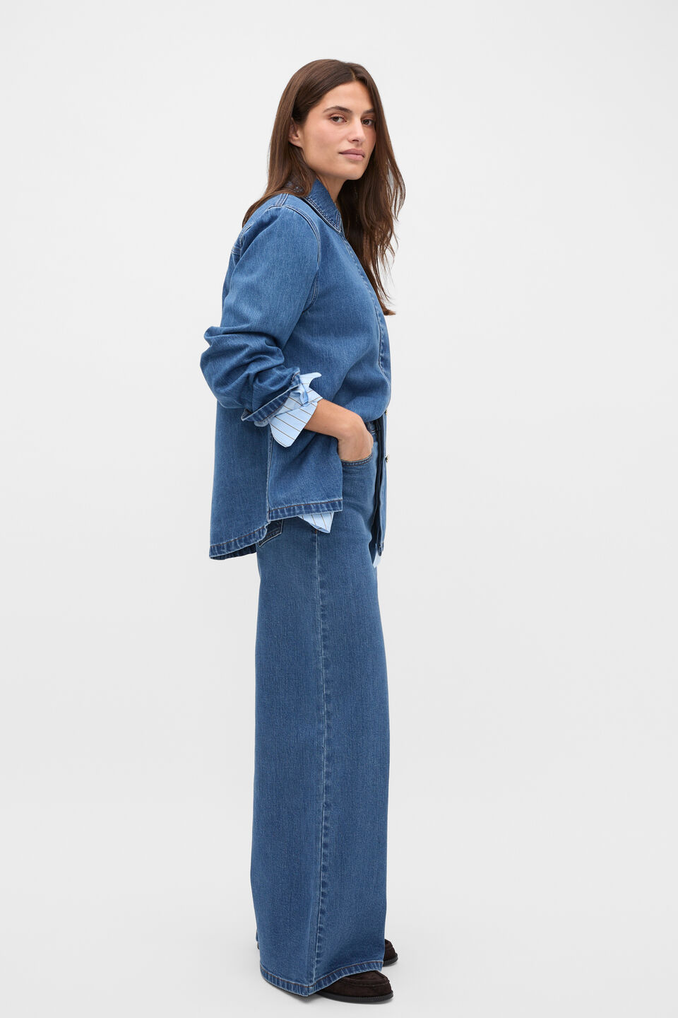 Palazzo Jean  Mid Indigo Denim