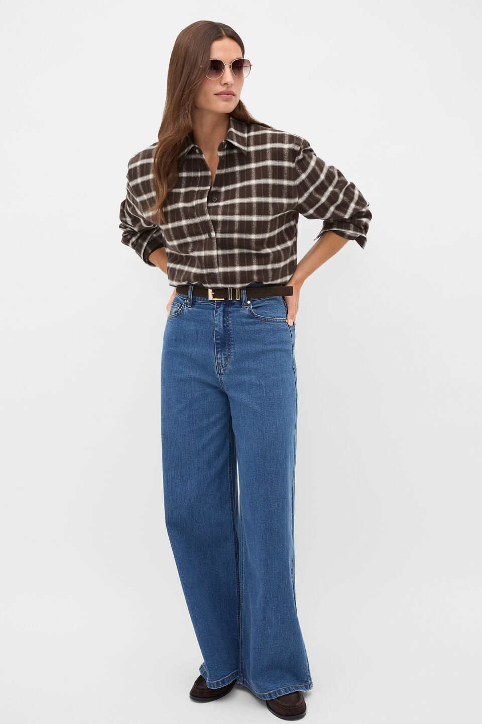 Relaxed Check Shirt  Coffee Bean Check