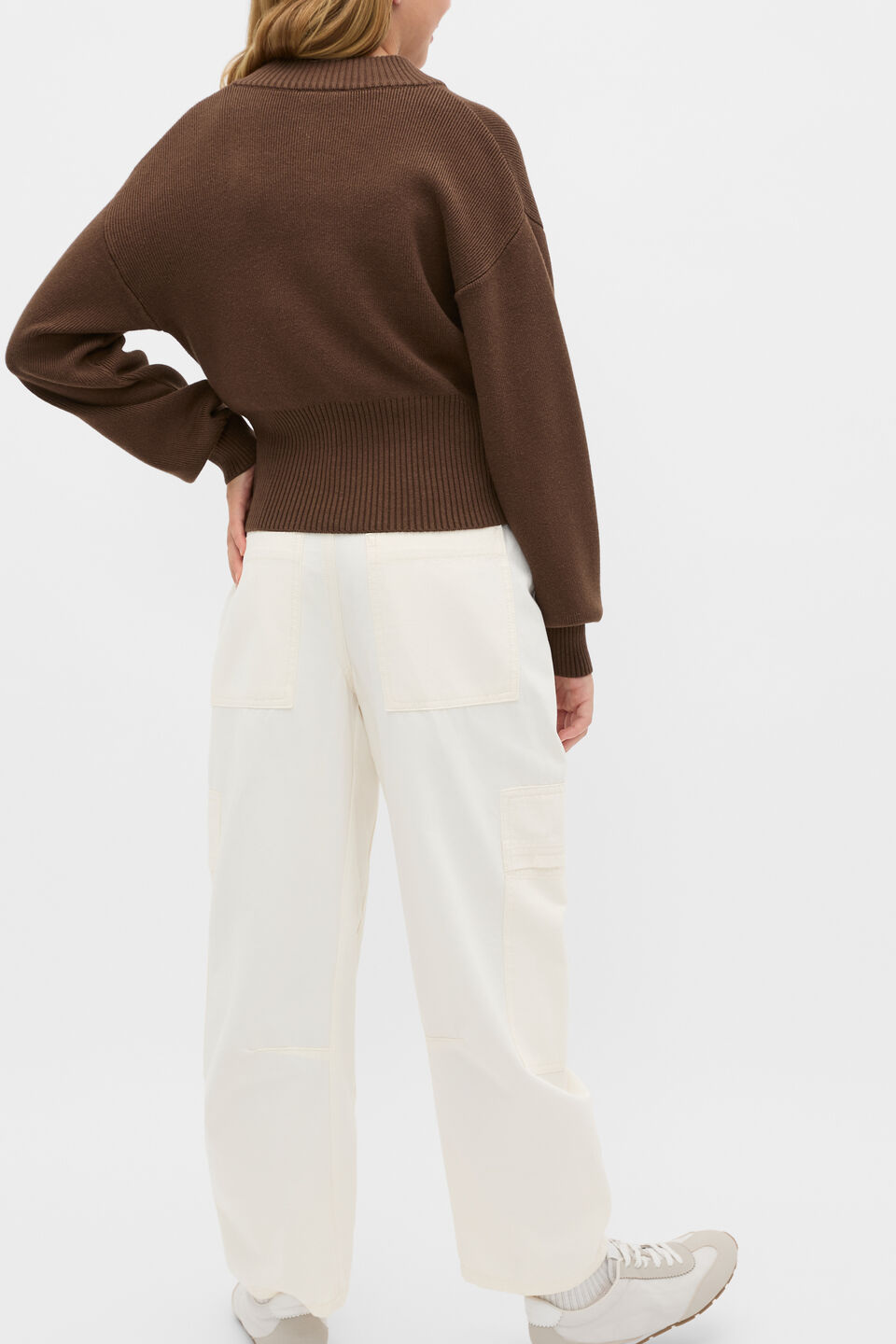 Zip Through Knit Cardigan  Chocolate