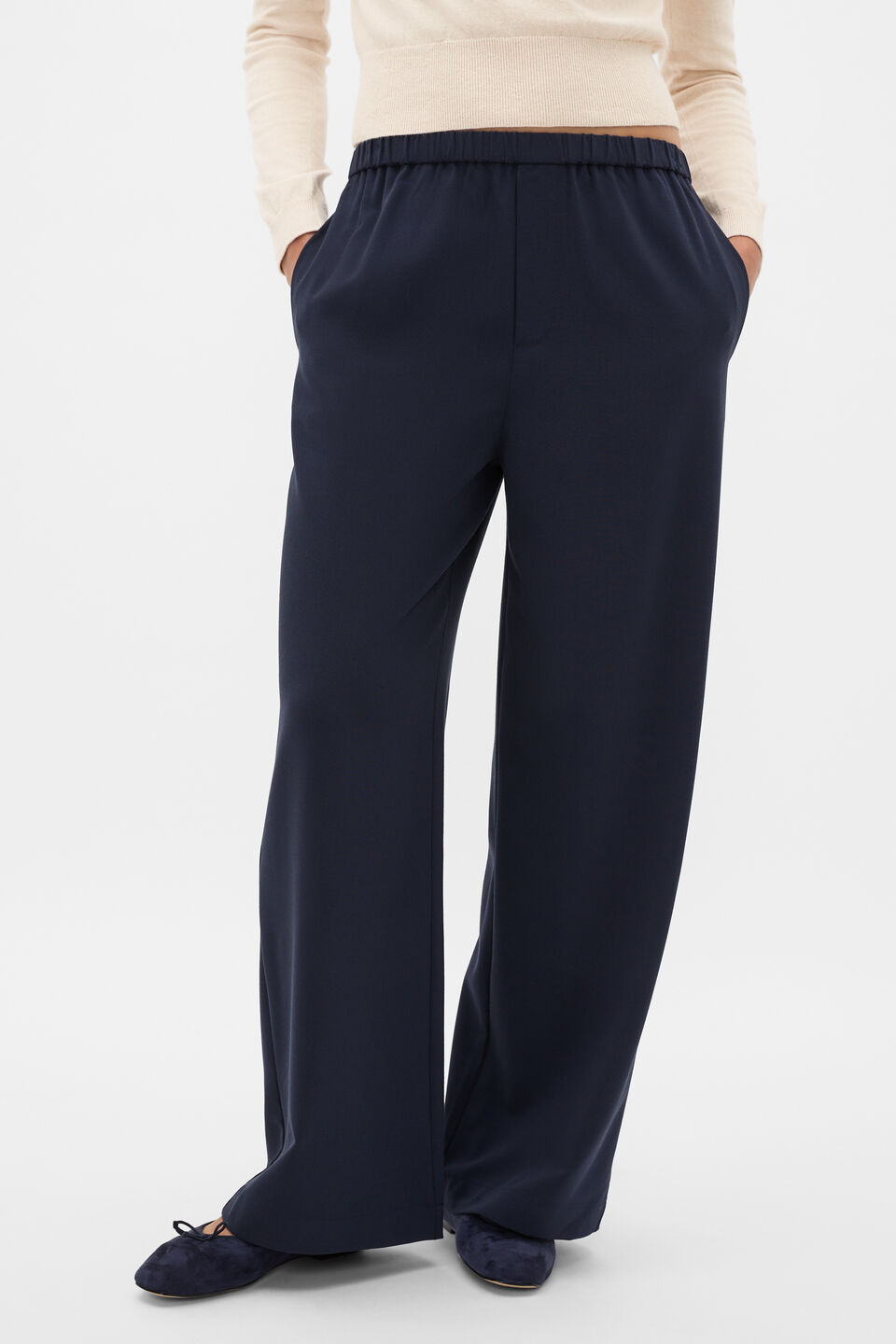 Elasticated Straight Leg Pant  Twilight Blue