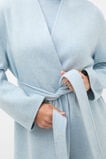 Wool Blend Minimalist Coat  Soft Blue Marle  hi-res