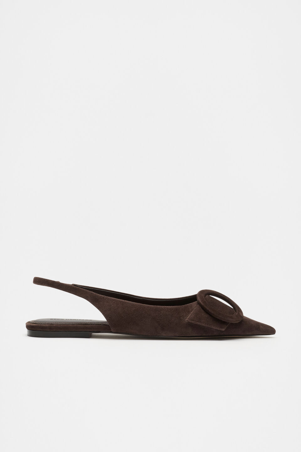 Ren Circle Buckle Slingback  Dark Espresso Suede