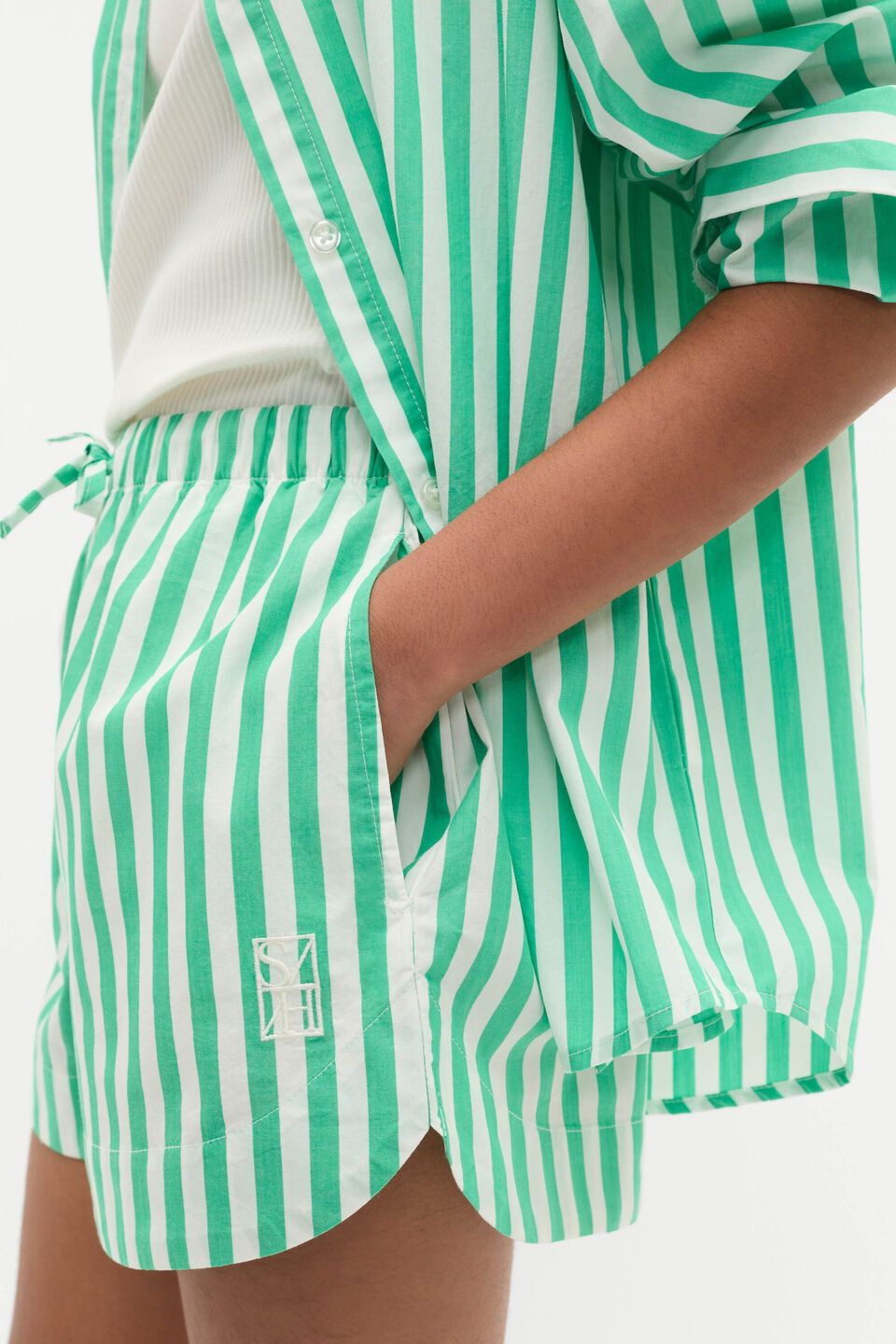 Stripe Short  Jewel Green