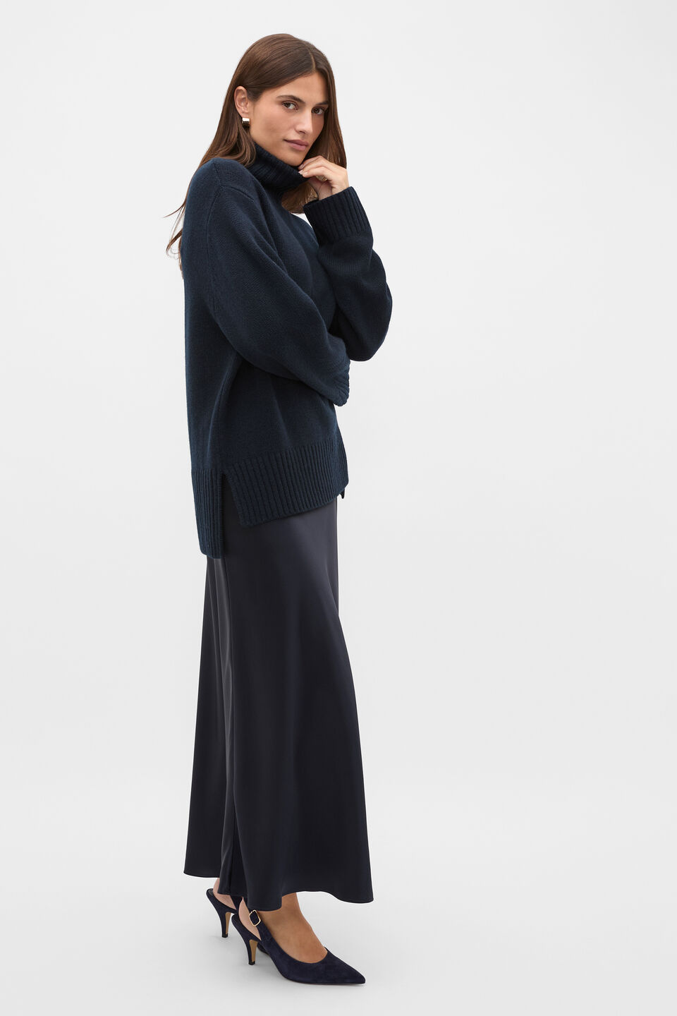Australian Merino Oversized Roll Neck  Twilight Blue