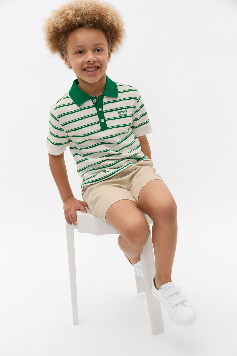 Boucle Knit Polo  Evergreen
