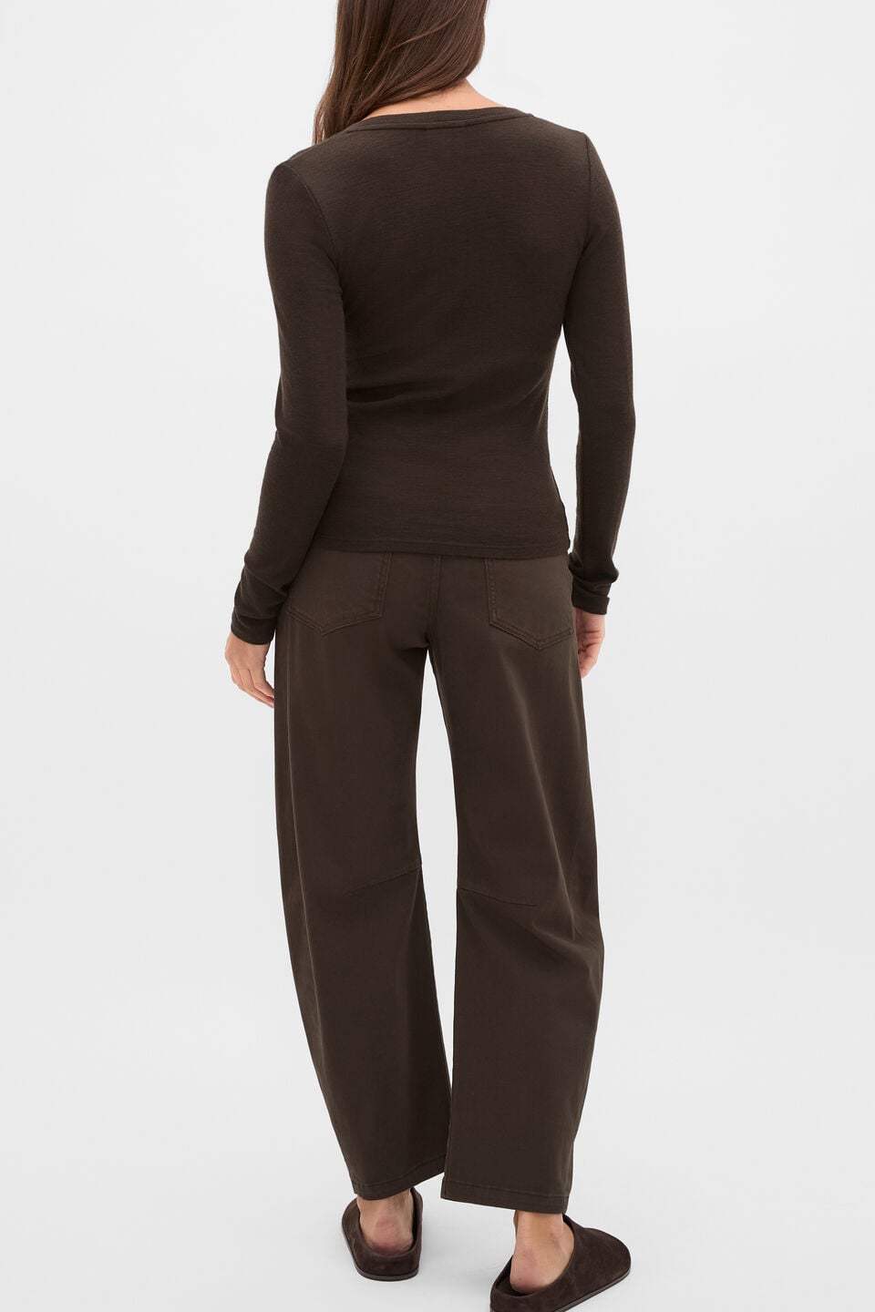 Australian Merino Scoop Neck Top  Coffee Bean