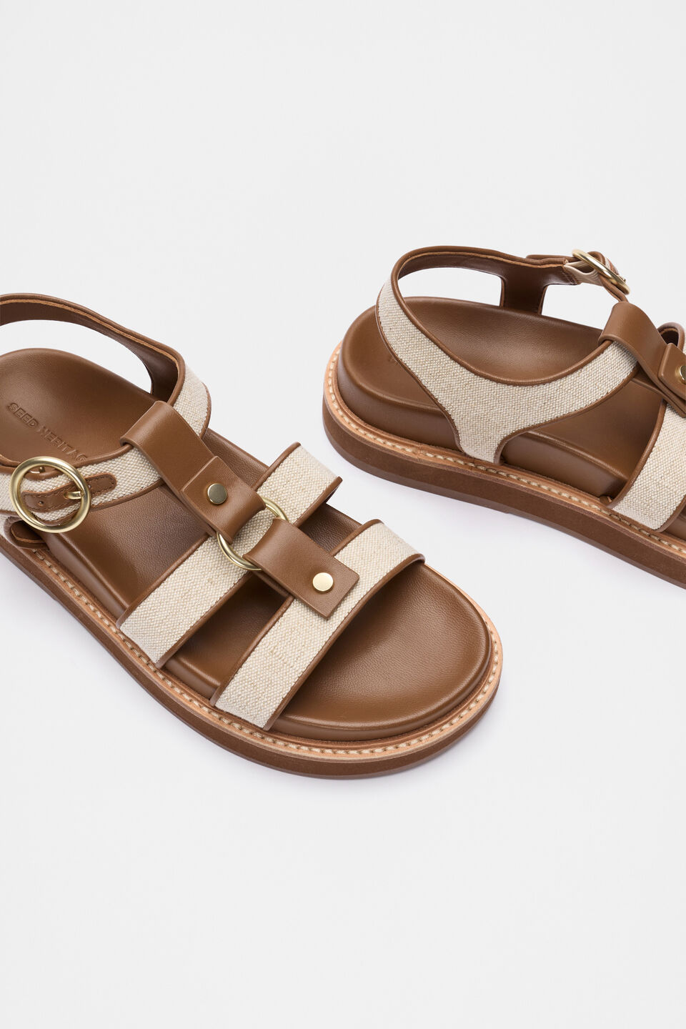Callie Woven Caged Sandal  Deep Tan
